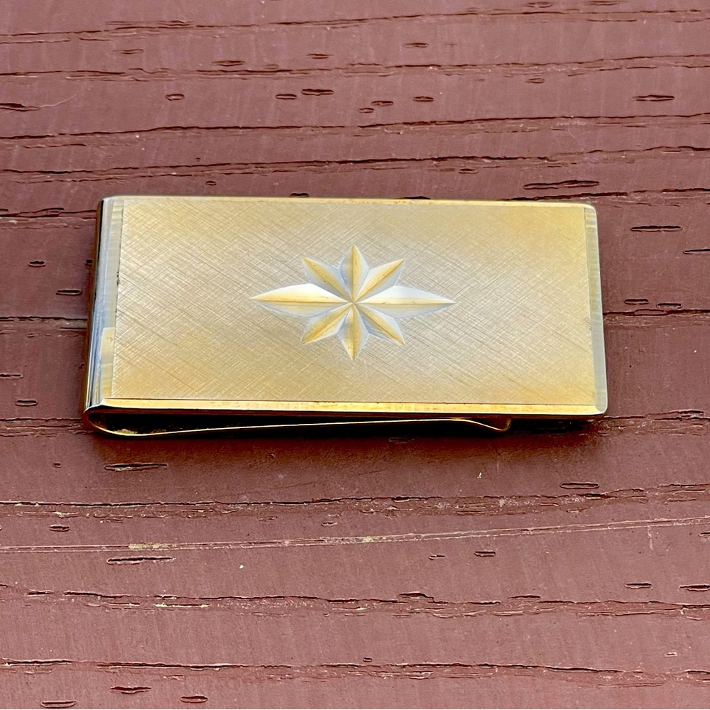 Vintage L’Aiglon Goldtone Metal Starburst Money Clip